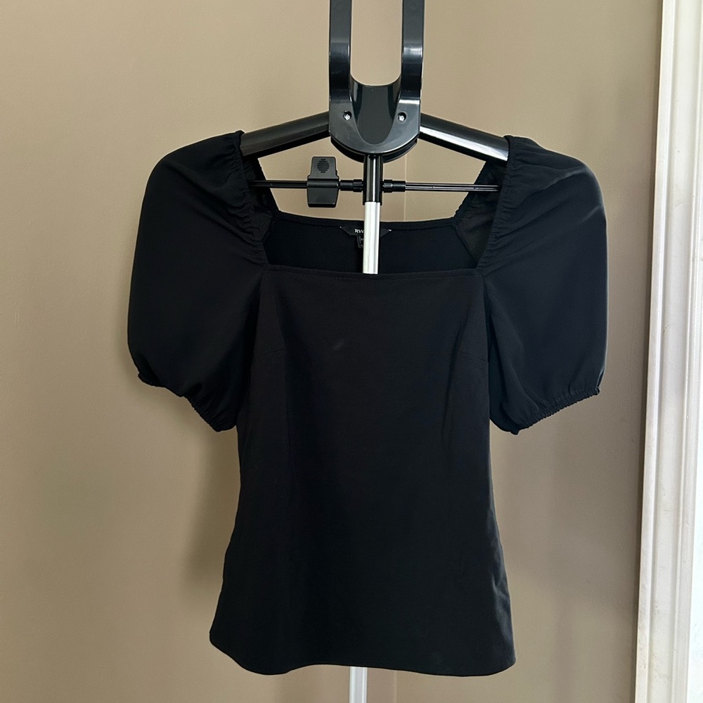 RW&CO Black Fitted Puff Sleeve Blouse